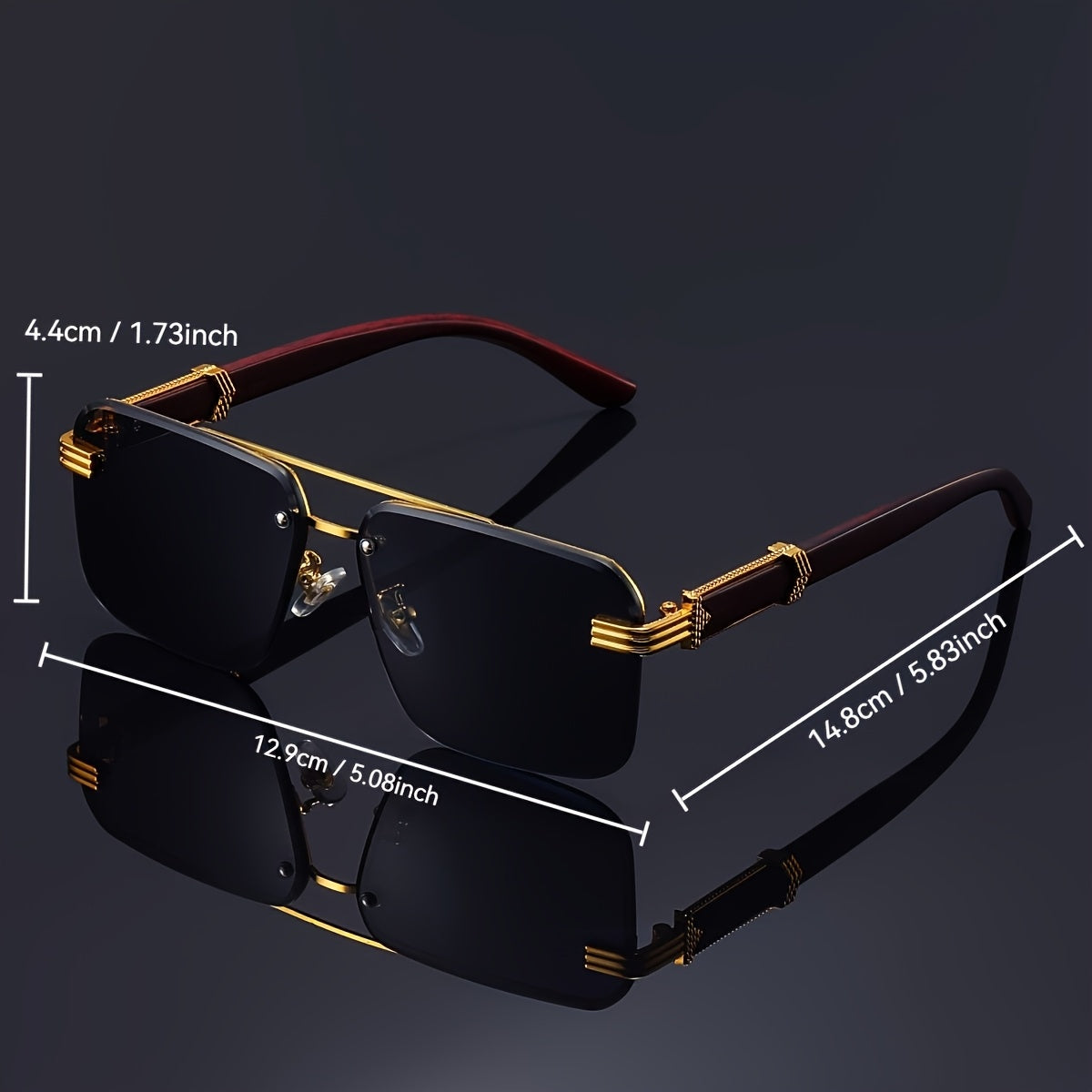 Luxury Frameless Fashion Glasses for Men and Women, Imitation Wood Grain Temple Tips, Perfect Choice, Versatile Comfortable, Popular Selection