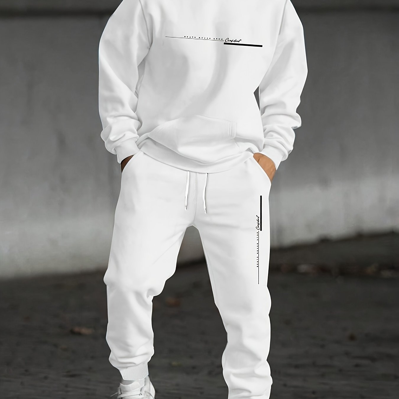 Men's Two-piece Set with Printed Hoodie and Sweatpants