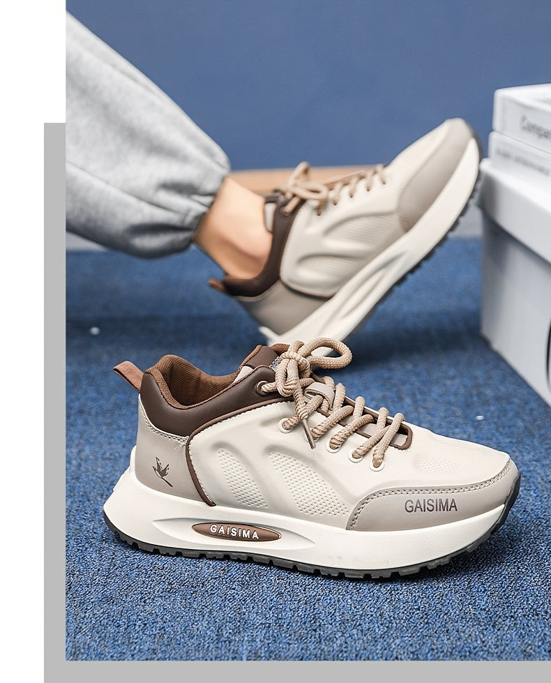 Men's Breathable Casual Sneakers - Trendy Dad Shoes with Thick Sole, Lace-Up, Mid-Top Design for Running & Fashion