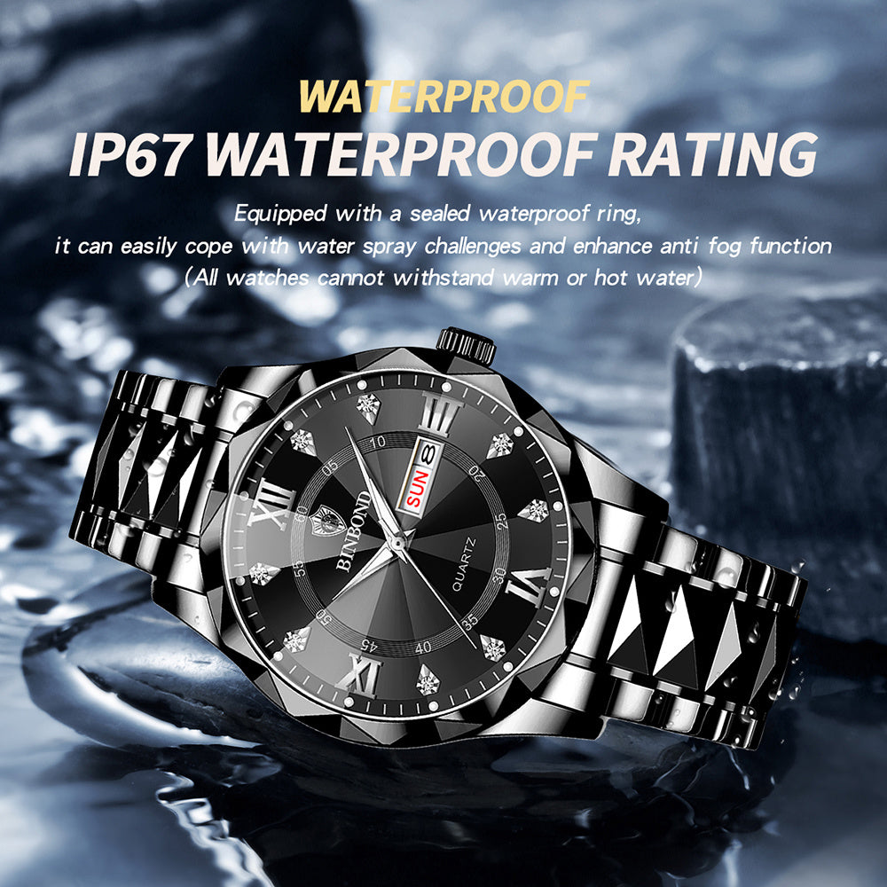 Men'S Casual Business Waterproof Date Quartz Watch with Luminous Hands and Dial - Stainless Steel Band, IP67 Rating, Date Display, Casual Business Watch | Minimalist Watch | Quartz Movement