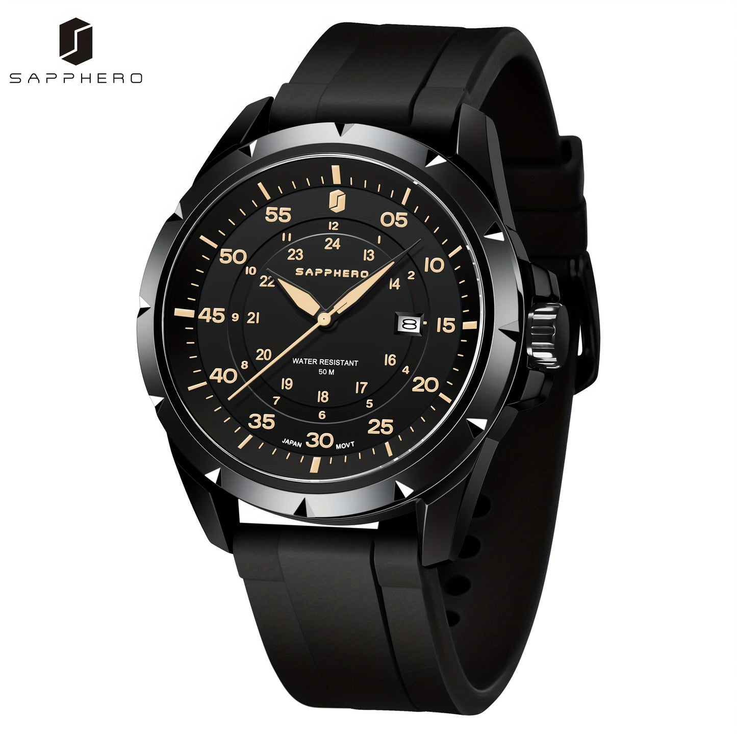 SAPPHERO Men's Luxury Watch - Stainless Steel Case & Band, 50m Waterproof, Analog Display with Date Window, Everyday & Formal Watch for Swimming, Business, Gifts - Affordable Luxury Wristwatch, Business Wristwatch, Sporty Ele