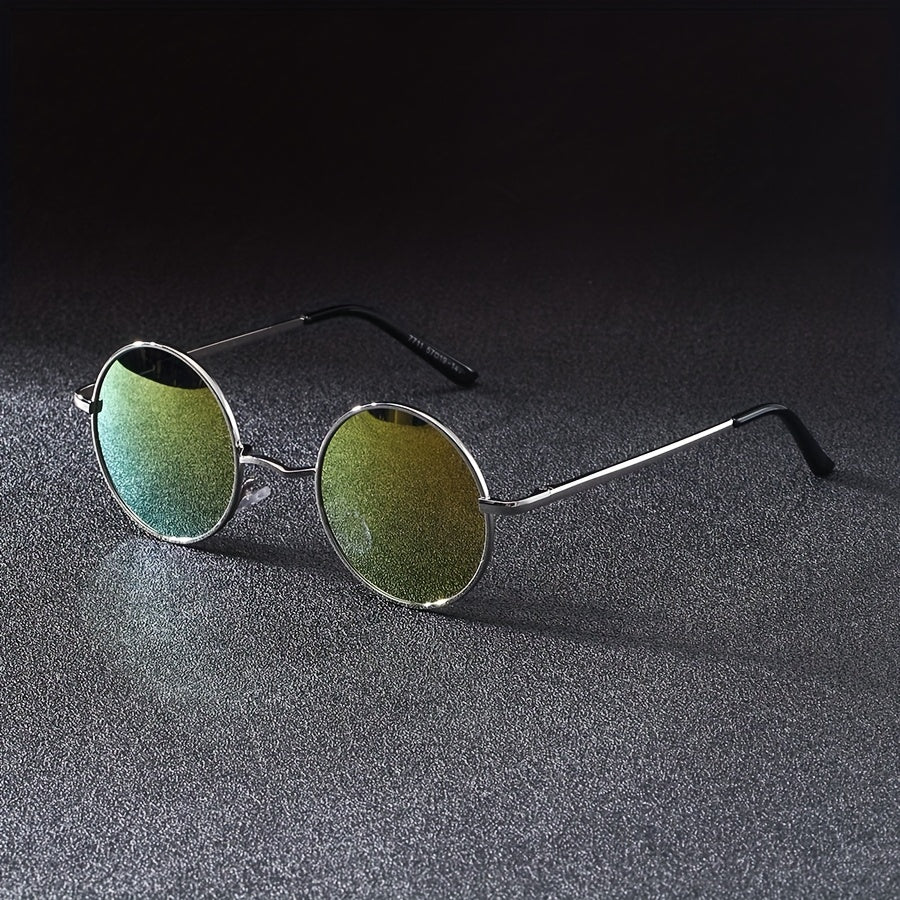 Men'S Round Frame Y2K Fashion Glasses Steampunk Style, PC Lenses, Stainless Steel Frame, Decorative, General Decorative Glasses, Daily Leisure, Easter, St. Patrick'S Da