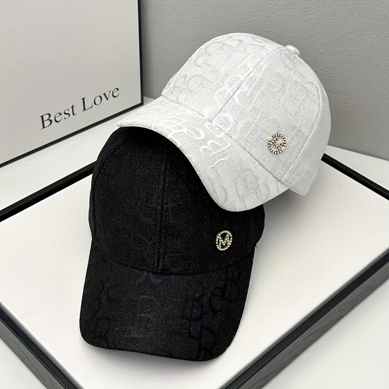 Women'S Adjustable Baseball Cap - Lightweight, Embroidered Jacquard Design, Sun Hat for Spring & Summer, Casual Fashion Trend, Daily Use, Holiday Theme, Adjustable Size
