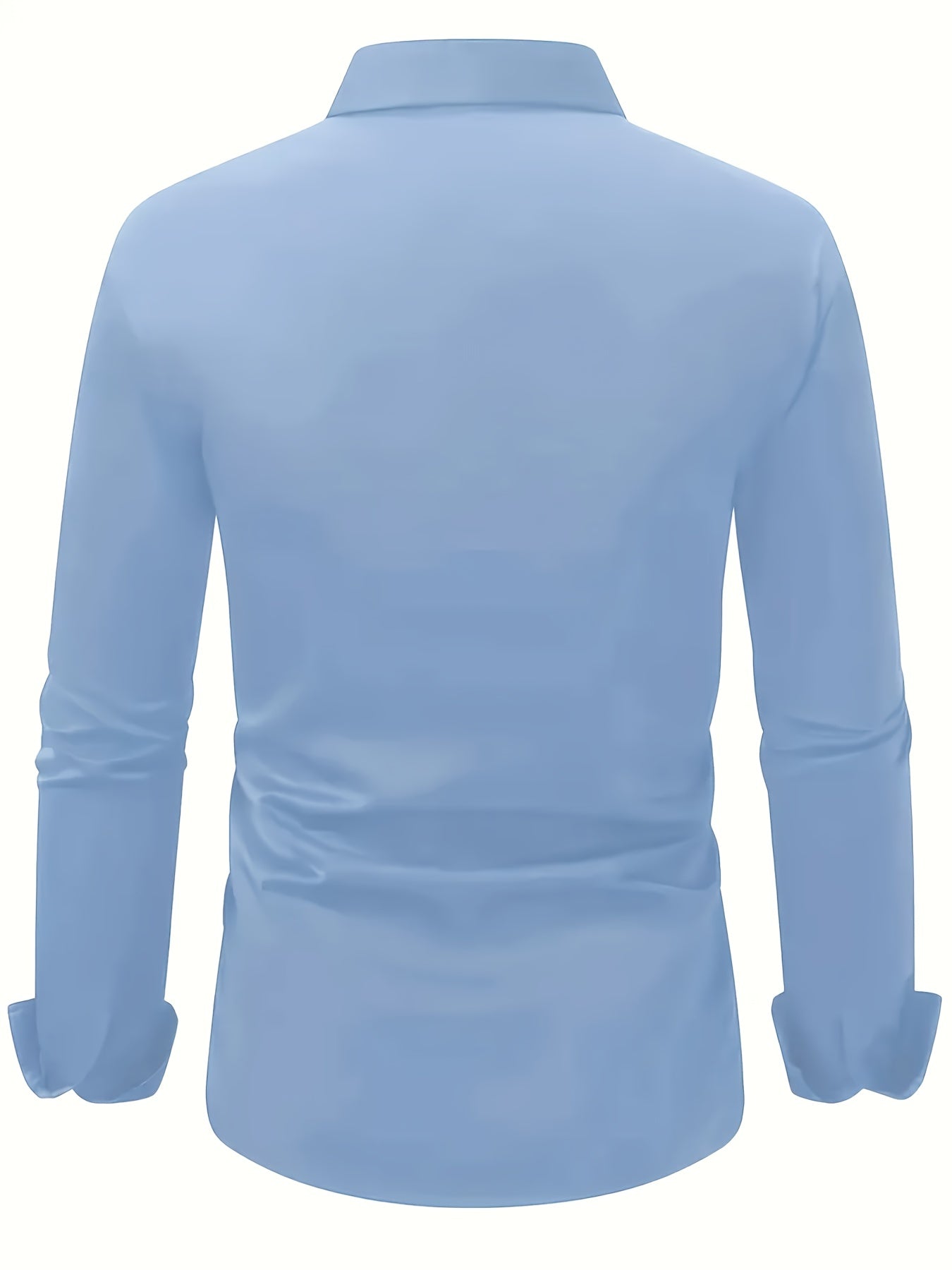 Men's Classic Solid Color Long Sleeve Dress Shirt - Regular Fit Point Collar, Non-Stretch Fabric for Office, Business & Casual Wear, All-Season Versatile Wardrobe Staple, Everyday Comfort, Sleek Appearance, Easycare Material