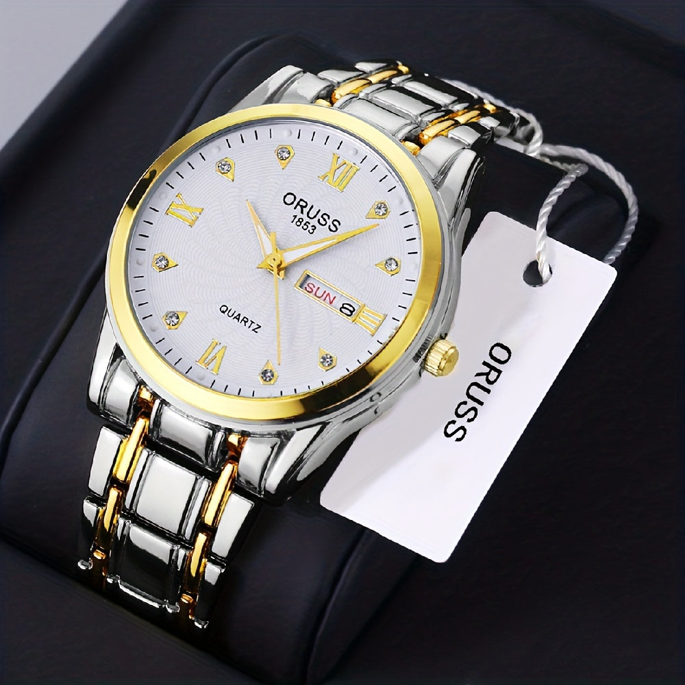 1pc Men's Round Luminous Quartz Watch, Wristwatch