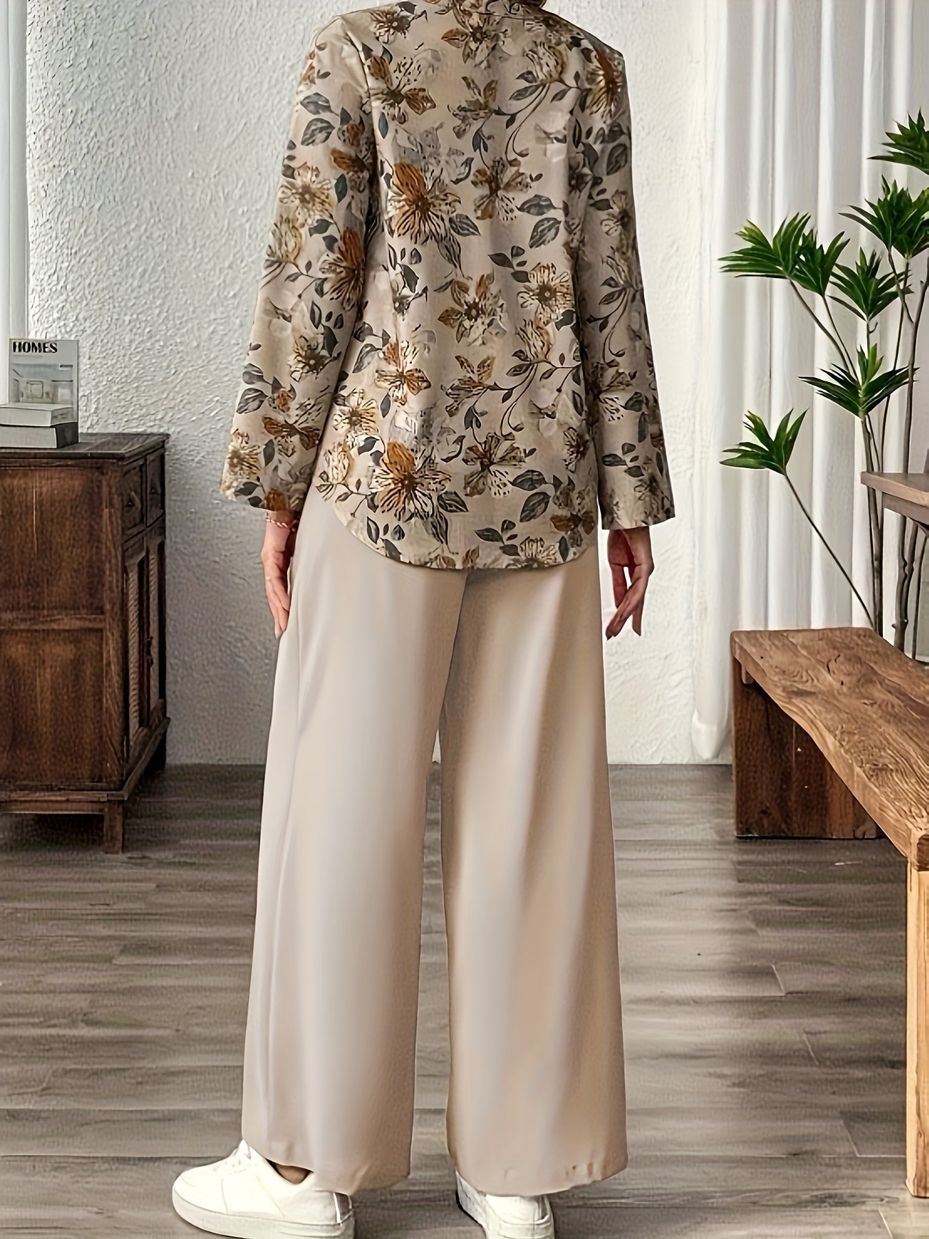 Women's Floral Print Top and Pants Set