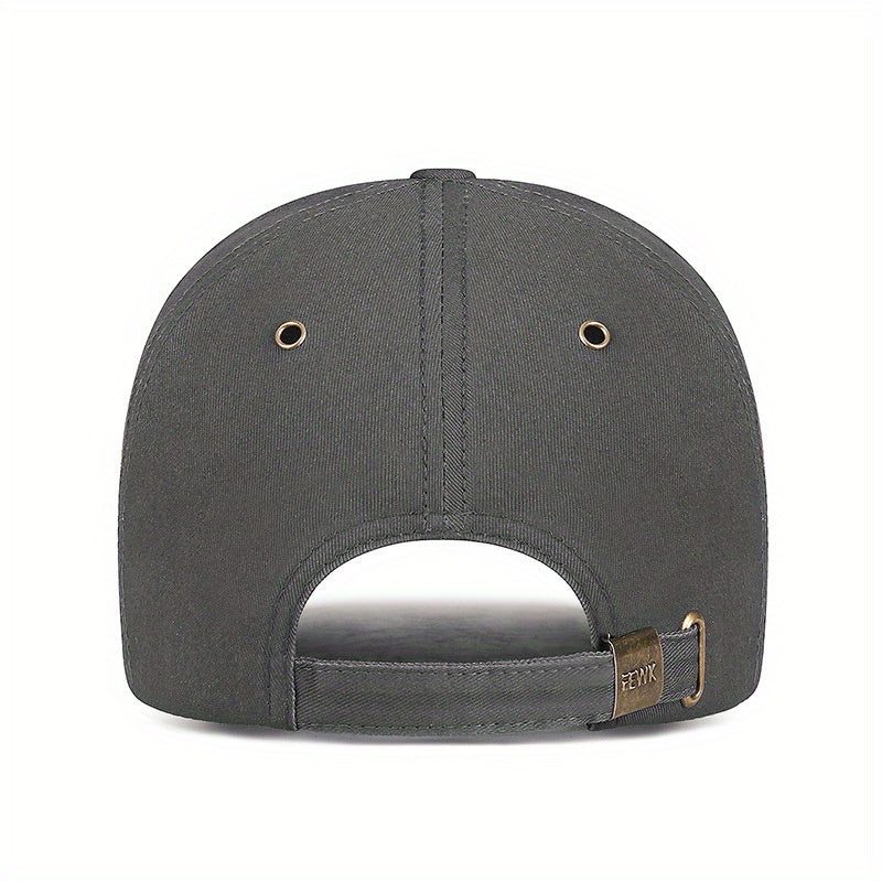 FEWK Unisex Baseball Cap | Breathable Polyester | Adjustable Fit | Embroidered Logo & Golden Badge | Stylish Streetwear for Spring/Autumn, Outdoor Headwear | Golden Badge Design | Durable Cap