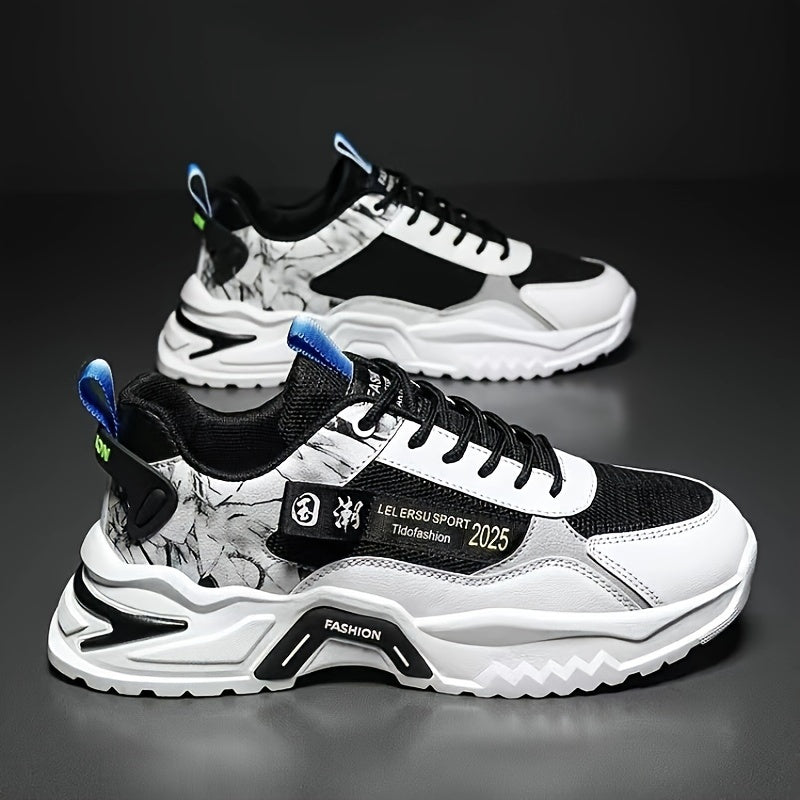 Men's Versatile Color Block Skate Sneakers - Comfortable, Non-Slip, Durable Lace-Up Canvas Shoes with Rubber Sole for All Seasons