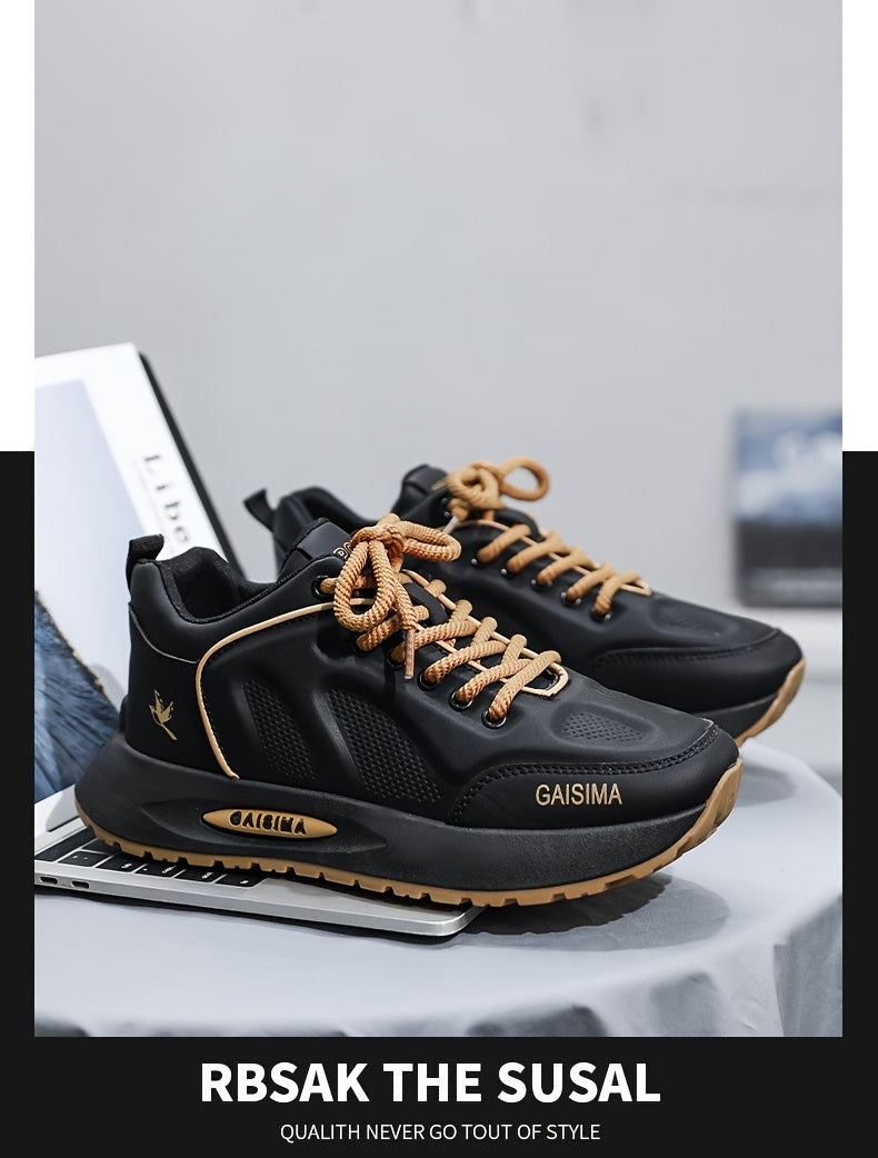 Men's Breathable Casual Sneakers - Trendy Dad Shoes with Thick Sole, Lace-Up, Mid-Top Design for Running & Fashion