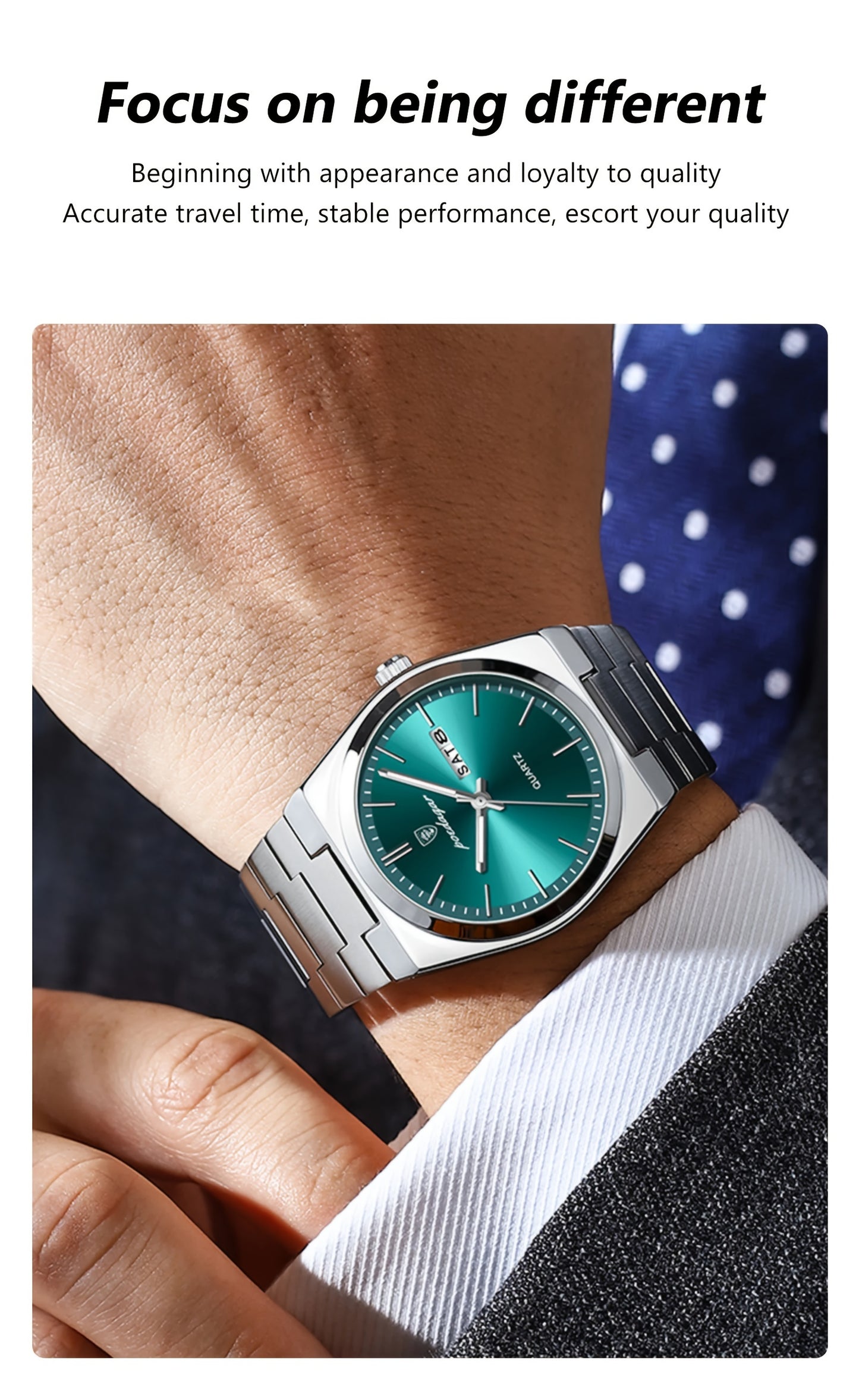 POEDAGAR New Men's Stainless Steel Quartz Wristwatch, Luminous Calendar Men's Watch, Ideal Choice For Gifts