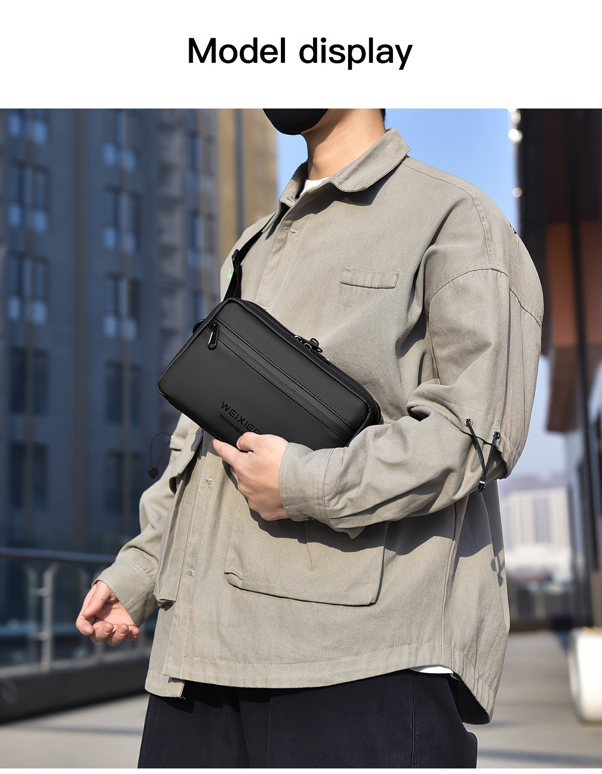WEIXIER Unisex Fashion Messenger Bag, Shoulder Satchel with Detachable Strap, Polyester Lined, Business Briefcase for Commuting & Outdoor, Ideal Gift for Husband Or Boyfriend