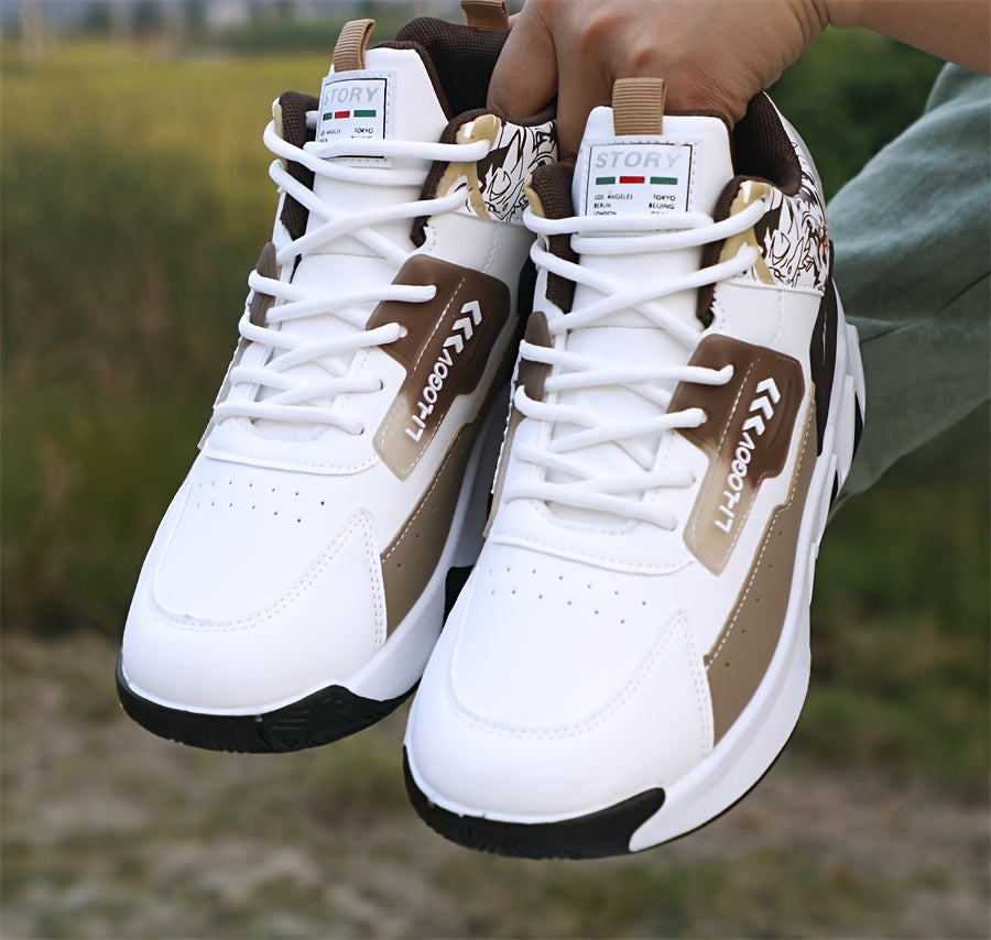 Men'S Stylish High-Top Sneakers with "WOD" Logo - Comfortable, Non-Slip Lace-Up Athletic Shoes for Outdoor Activities, All-Season Wear, Casual Sports Style, Rubber Sole, Fabric Upper, Casual Athletic Shoes | Stylish High Top