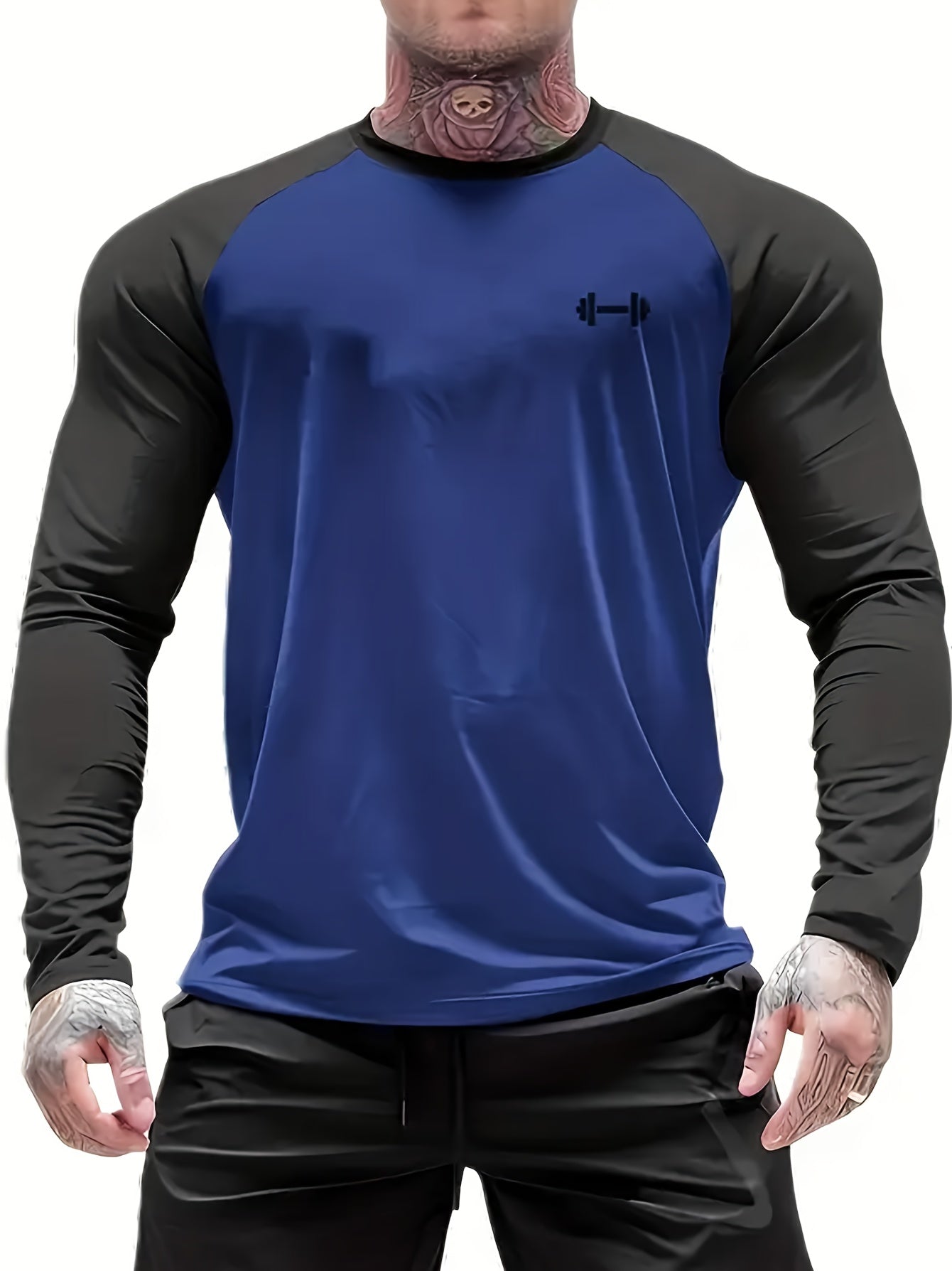 Men's Athletic Compression Long Sleeve T-Shirt - Quick-Dry, Breathable, with Graphic Print, Crew Neck, Stretch Fabric - Ideal for Running, Gym & Sports Activities, Gym Clothes