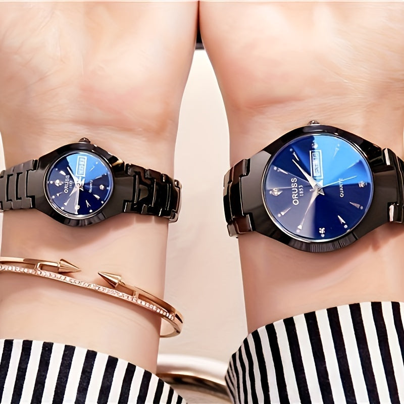 2pcs lovers watch personality chic unique trend fashion all durable handsome business sports Men's watch atmospheric delicate small gentle Women's watch