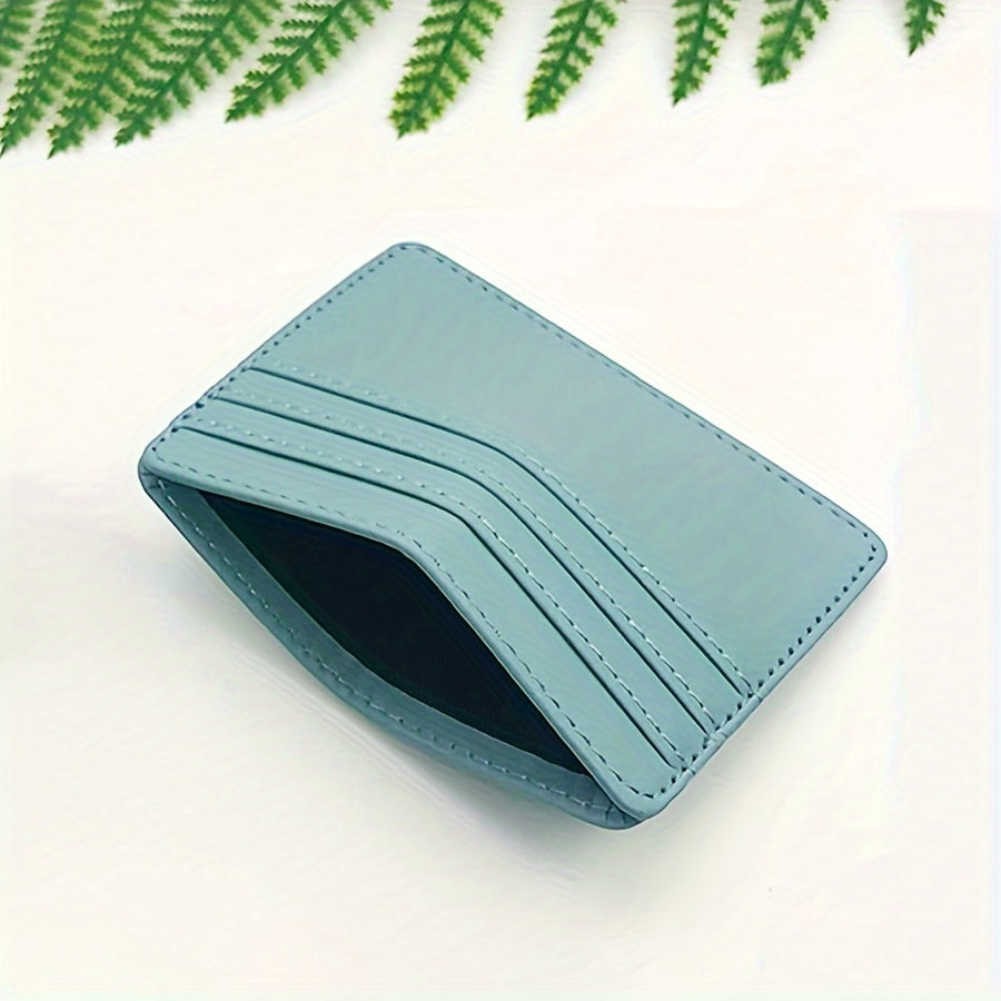 1pc Sleek Black Faux Leather Card Holder - Ultra-Slim, Multi-Slot Design, Compact Wallet with Secure Snap Closure for Everyday Use
