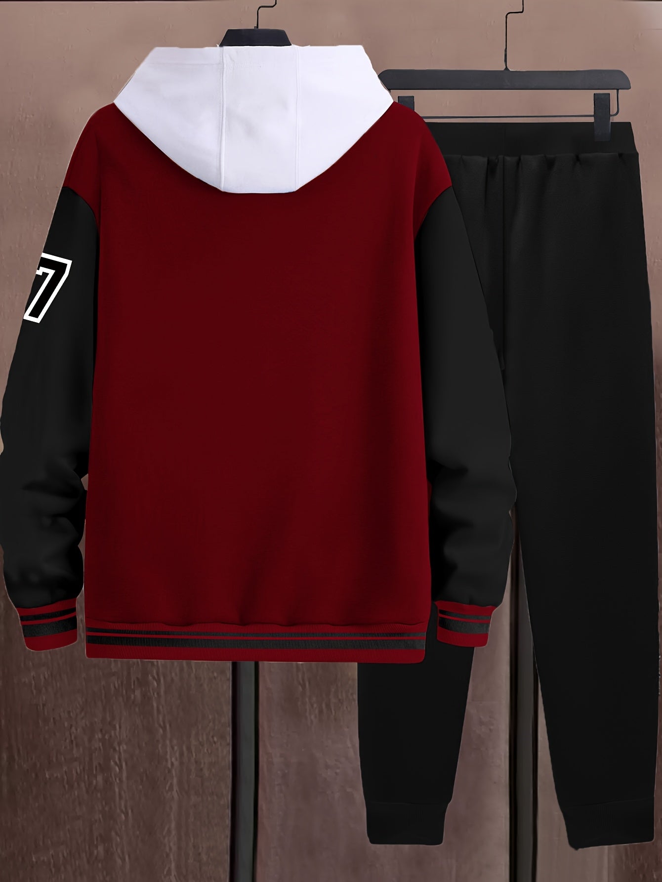 Men'S A07 Sporty Casual Baseball Outfit - Black & White "A" Print Jacket with Pockets, Matching Pants, Polyester Blend, Fall/Winter Wear, Casual Sportswear | Letter Print Jacket | Knit Construction, Baseball Attire