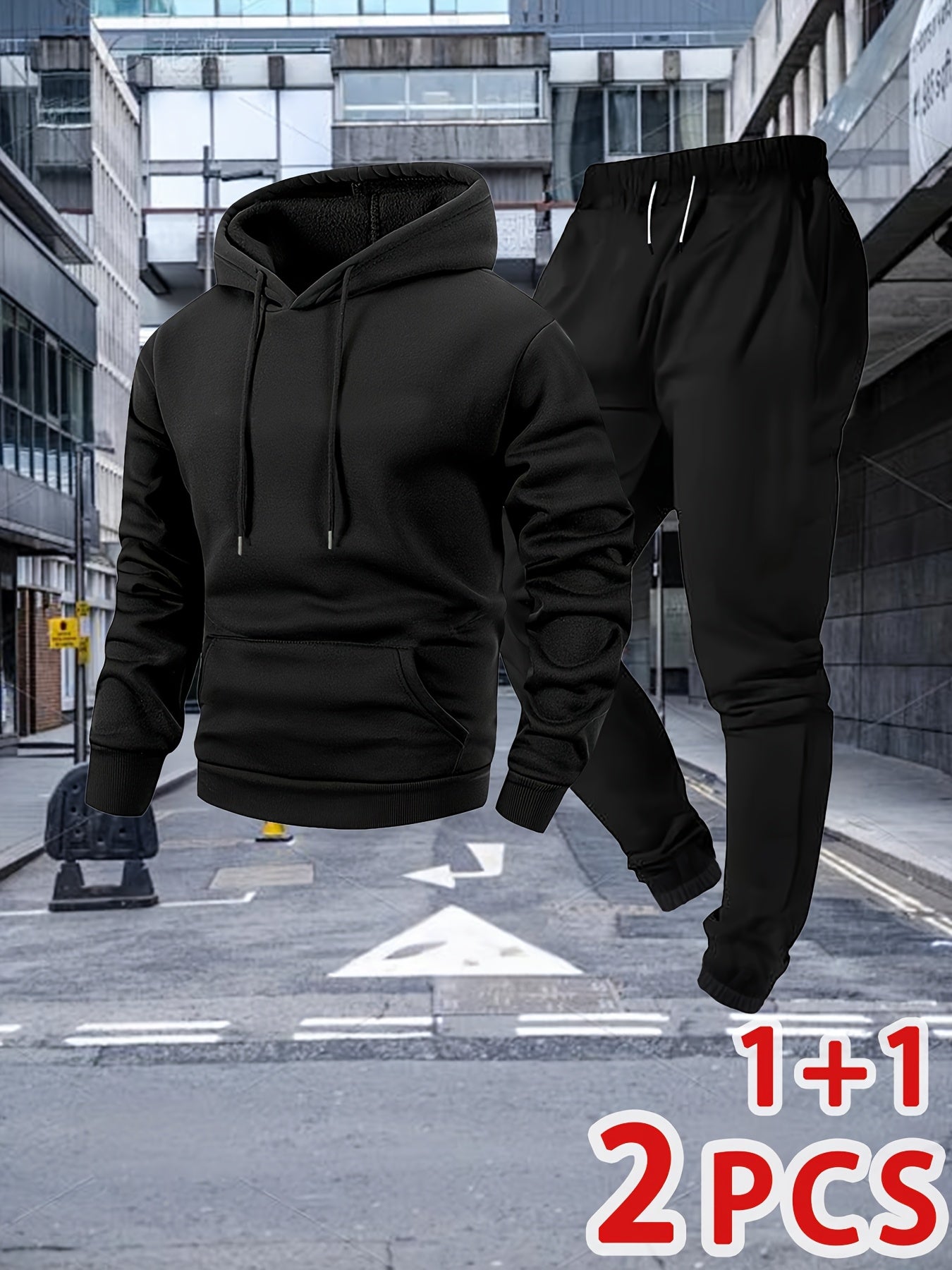 Men'S Autumn And Winter Two-Piece Suit, 1 Hooded Sweatshirt And 1 Pair of Casual Sweatpants, Loose Version, Comfortable to Wear, Very Suitable for Autumn And Winter Sports And Leisure Running Wear