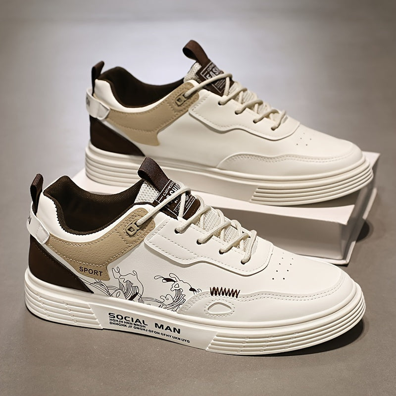 Everyday Comfort, Men's Fashionable Low-Top Skate Shoes - Comfortable, Non-Slip Casual Lace-Up Sneakers with Stylish "SPORT" Motif, Durable PU Upper & PVC Sole, Perfect for Everyday & Outdoor Activities