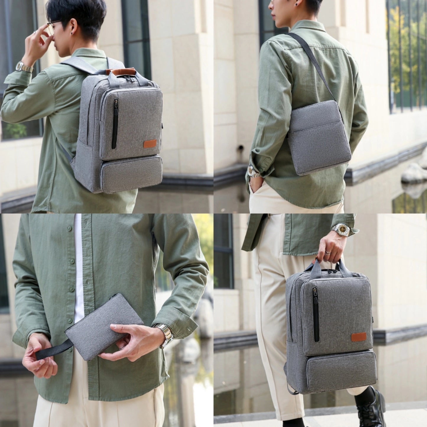 3pcs Set of Backpacks, Simple and Fashionable for Women and Men, Laptop Backpack with Shoulder Bag and Handbag, Suitable for Travel and Business Use