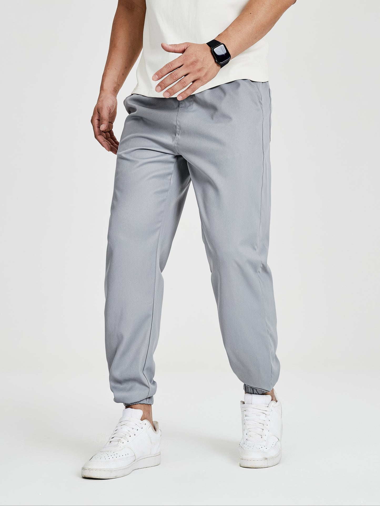 Men's Solid Color Drawstring Cargo Pants - Casual, Loose Fit with Multiple Pockets, Machine Washable