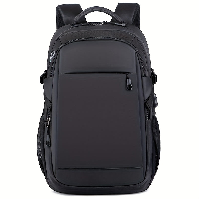 Men's Stylish Black Backpack - Multifunctional Business Laptop Bag with Adjustable Straps, Travel Compartments & Mesh Bottom for Daily Commute, Outdoor Adventures & Work, Business Backpack | Stylish Backpack | Secure Compartm