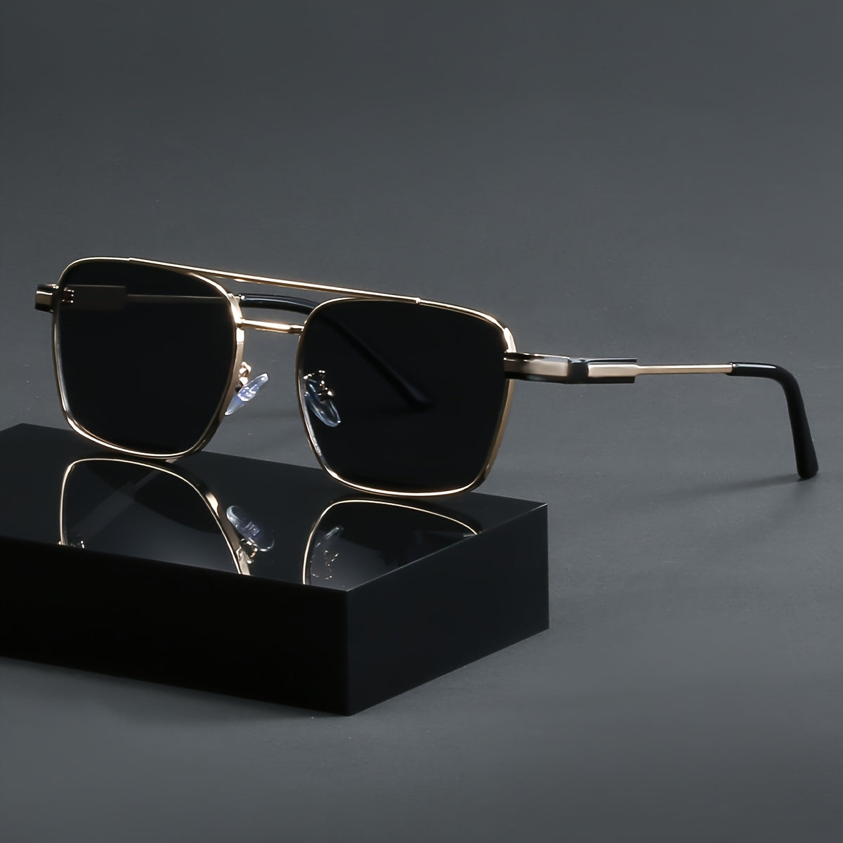 1pc Men'S Full-Rim Pilot Glasses - Stylish Black Frame with Chrome Accents, Polycarbonate Lenses, Perfect for Casual & Business Attire, Everyday Fashion Glasses | Pilot Style | Durable Glasses