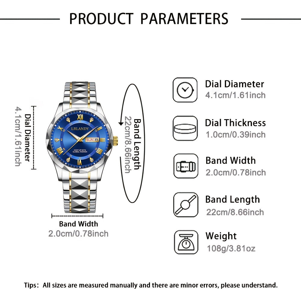 Handsome Personality 1pc Men's Quartz Watch Set - with Calendar Function, Round Dial, Fashion trend, The First Choice for Men's Gifts