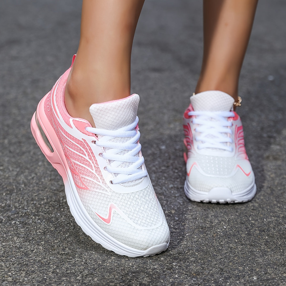 Women'S Casual Running Shoes, Lightweight EVA Upper & Inner, Fabric Insole, Faux Sole, Lace-Up Low Top, All-Season Solid Color, Flame Air Cushion Design, New Style 720