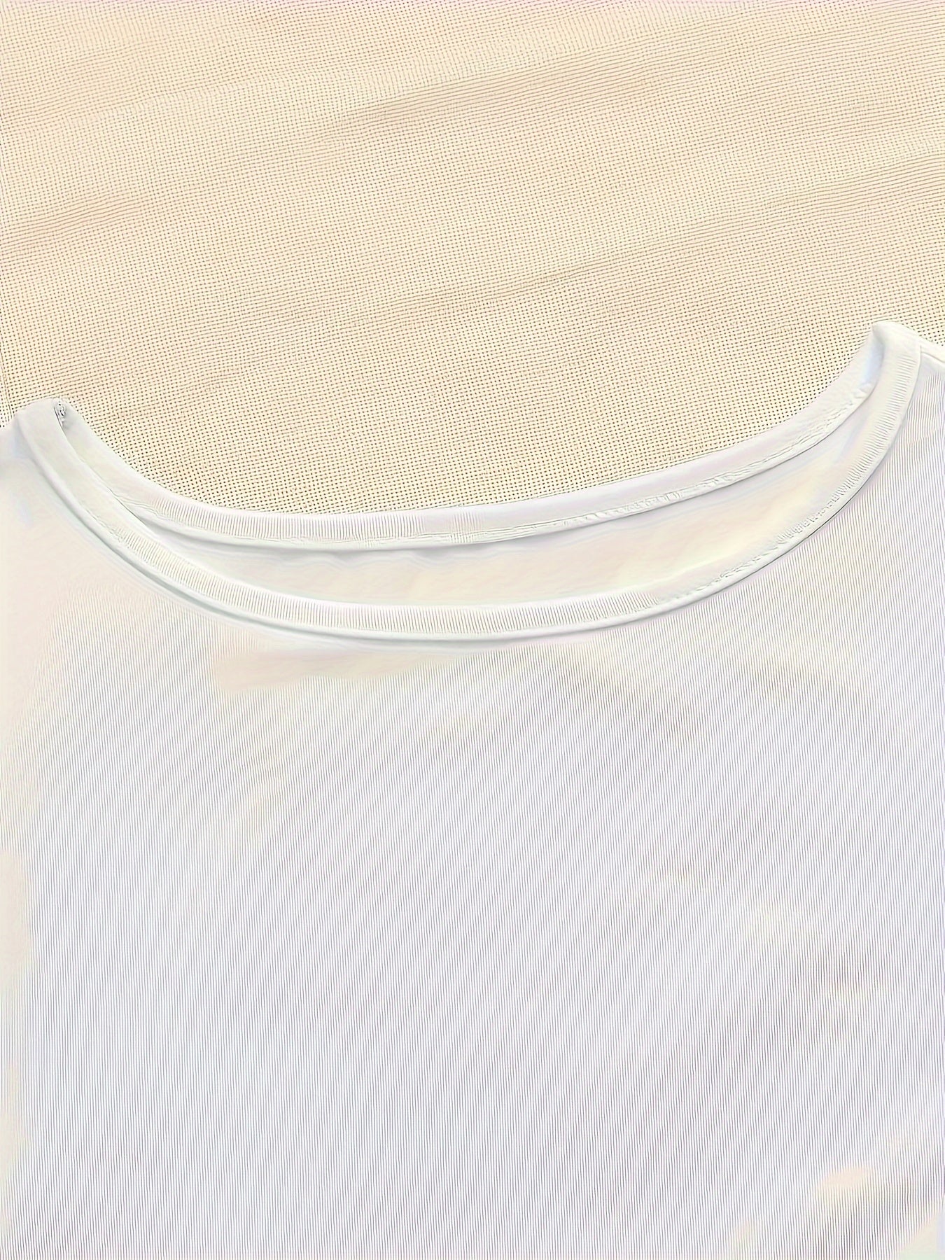 Casual T-shirt In Minimalist Style With Solid Color, Round Neck Long Sleeve Stretchy Sports T-shirt, Women's Top