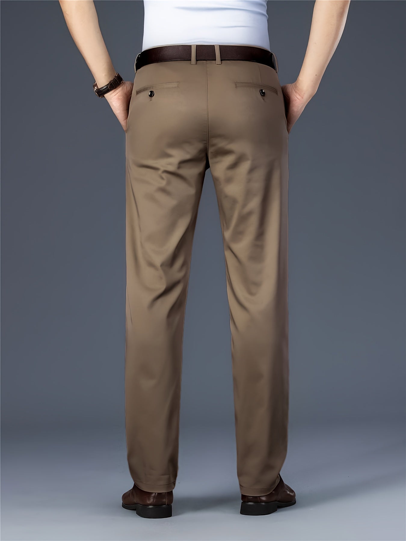 Four Seasons Men's New Casual Formal Pants Business Style Trendy Casual Long Pants Fashionable Versatile Men's Elastic Western Pants Comfortable Classic Design Casual Wear
