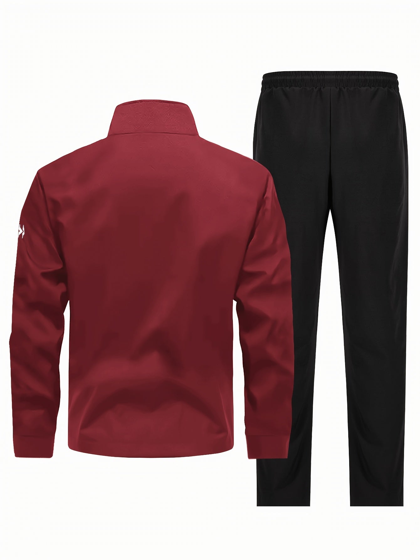 Men'S Casual Sportswear Set - Black Jacket with Zipper Pockets & White Accents, Matching Pants, Perfect for Spring & Fall, Sportswear Outfit|Zippered Jacket|Functional Pockets
