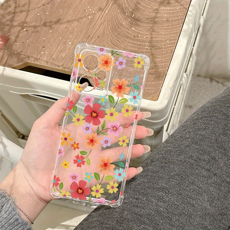Colorful Flowers and Grasses This high-quality TPU transparent protective case for Motorola MOTO G100 G85 G84 G75 G73 G72 G60 G55 G42 G34 G9 G8 G7 G6 MOTO E32 E20 E13 all-inclusive soft protective cover MOTO EDGE 50 40 30 Sim