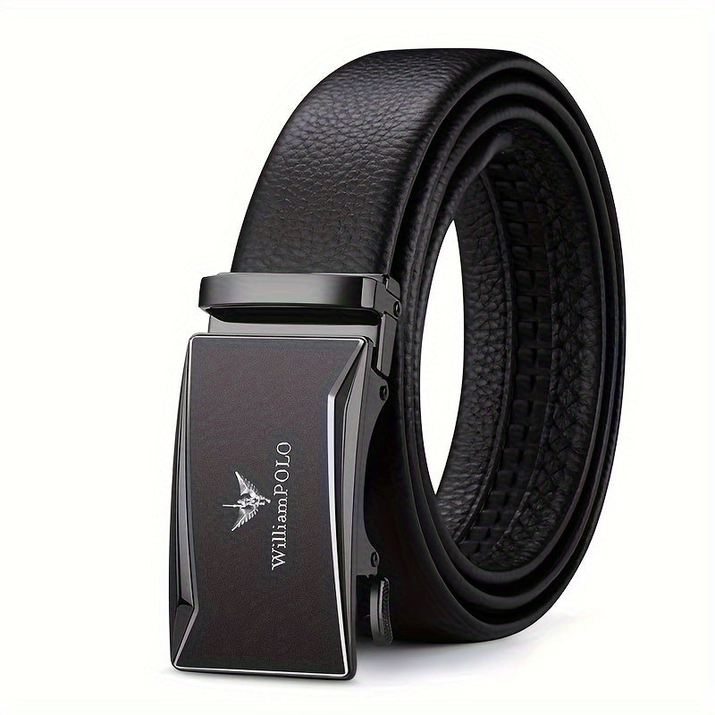Belt Men's Genuine Leather New Automatic Buckle Pure Cow Leather Belt Business Versatile Young People High-end Trendy Trouser Belt