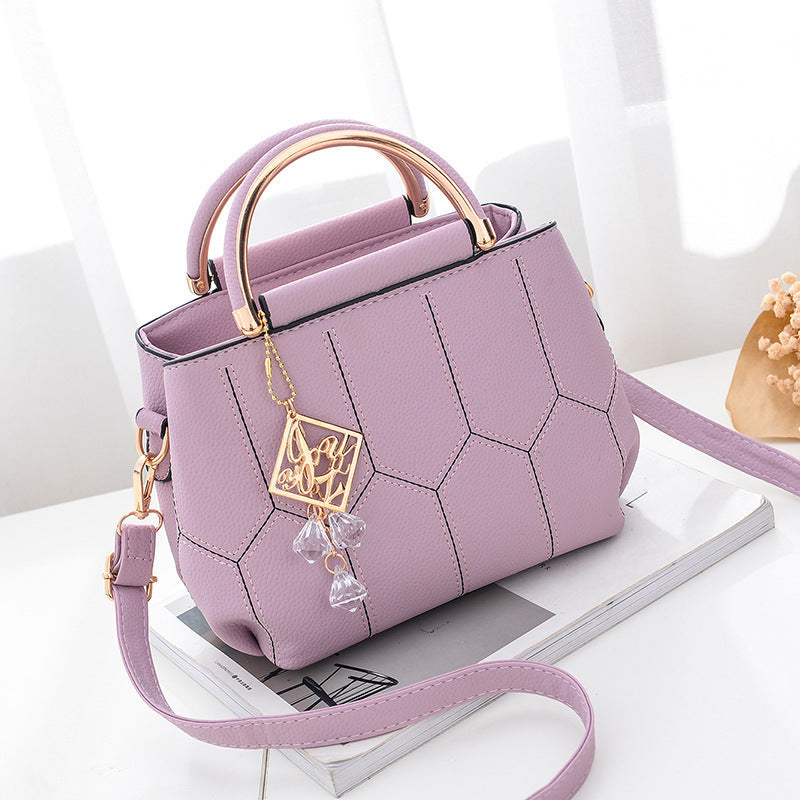 2025 New Women's Geometric Hexagon Pattern Crossbody Bag with Adjustable Strap & Golden-Tone Hardware - Zipper Closure, Polyester Lining, Multiple Colors (Khaki/Dark Gray/White/Pink/Red/Black) - Versatile for Casual & Formal