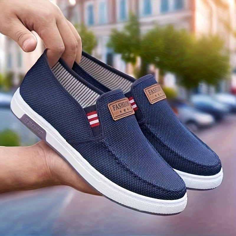 Men's Comfortable Slip-On Loafers - Soft Sole Casual Sneakers, Breathable Fabric Upper with Stitched Detailing, Lightweight & Stylish for Casual Attire, Stylish Loafers | Casual Comfort Wear | Rubber Sole Footwear
