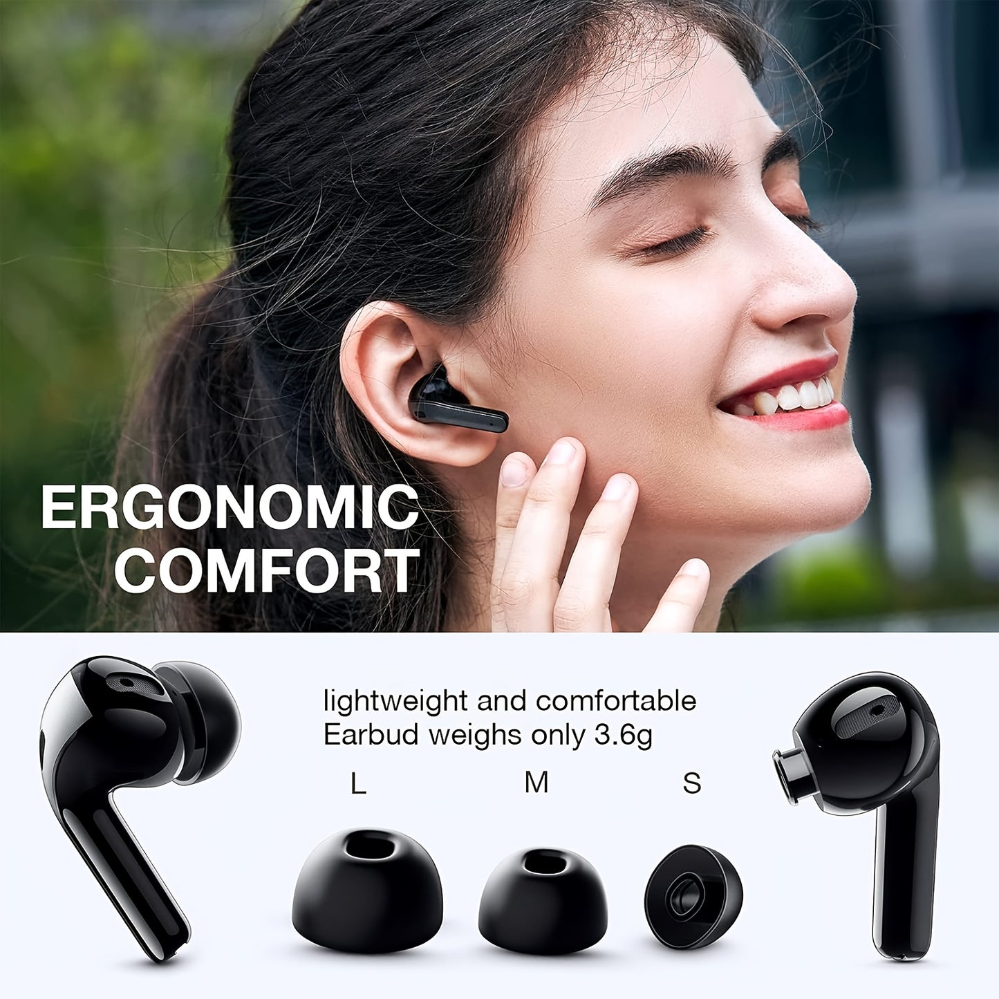 LIFEBEE New Wireless 5.3 Earbuds for Running Sports, Mini Wireless Earphones Stereo Headphones with Dual-LED Display, Wireless Headset Built-in Microphone