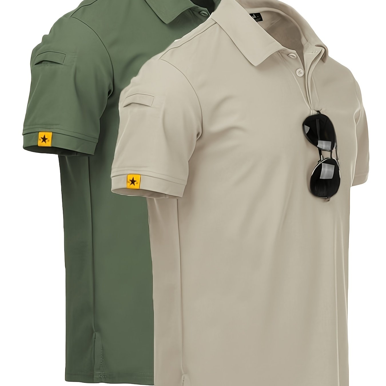 2pcs Men's Casual Shirts - Breathable, Stretch Fabric with Button Detail, Summer Wear, Men's Shirts