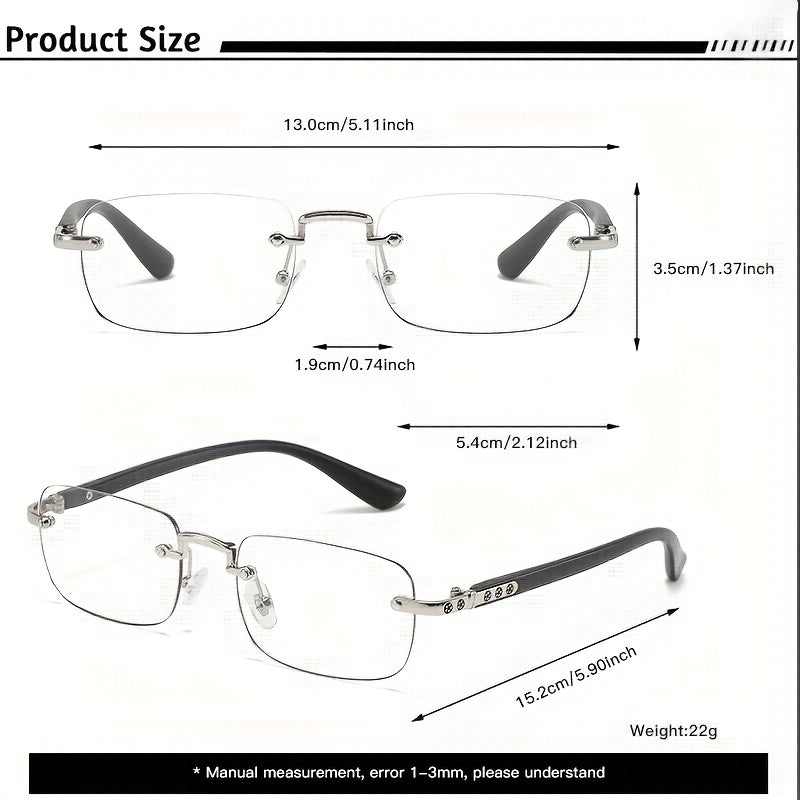 1pc Fashionable Retro Frameless Rectangular Glasses, Metal Frames with Hinges, Lenses will change color and not make everything too dark, so you can wear them for evening walks in the city, holiday photos, beautiful birthday