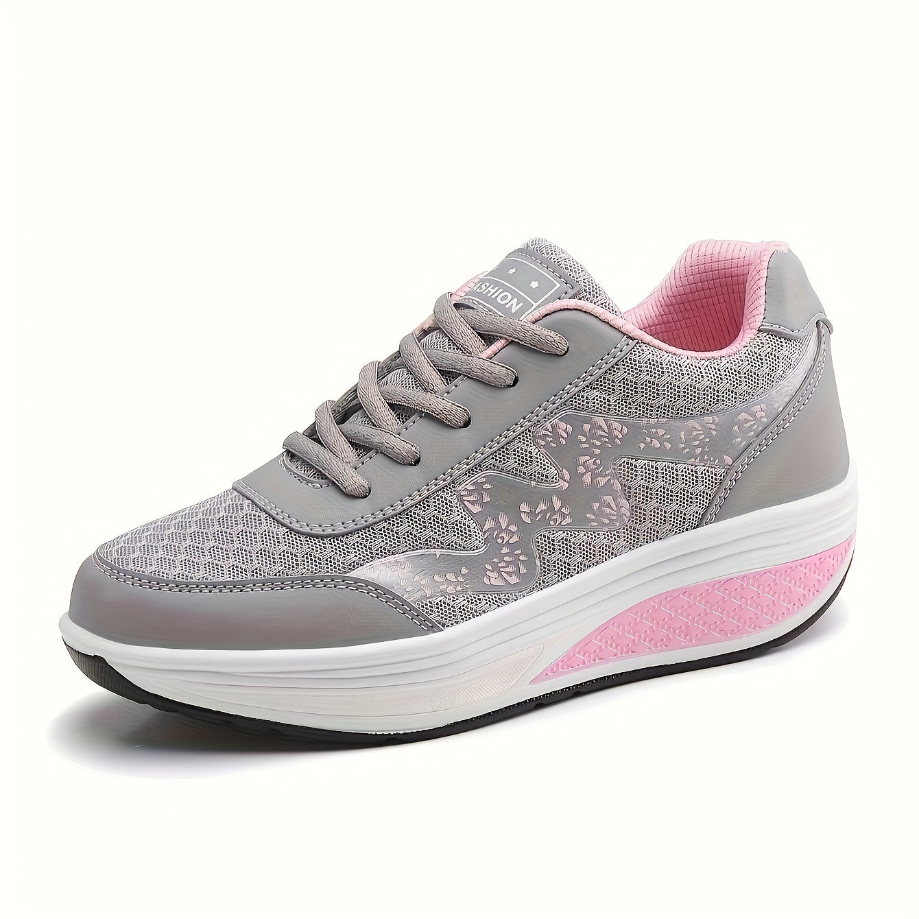 Women's Light Blue Breathable Mesh Sneakers - Air-Cushioned, Thick-Soled Sneakers with Sport Control & Lace-Up Design for All Seasons