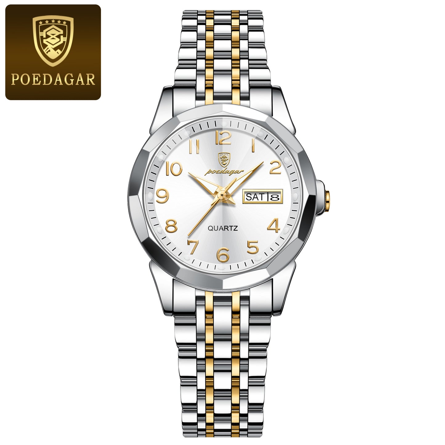 Elegant Women'S Quartz Watch with Date Display - Waterproof, Durable Zinc Alloy Case & Stainless Steel Band, Golden-Tone Dial, Ideal for Casual Attire & Gifting, Waterproof Watch | Elegant Timepiece | Quartz Movement