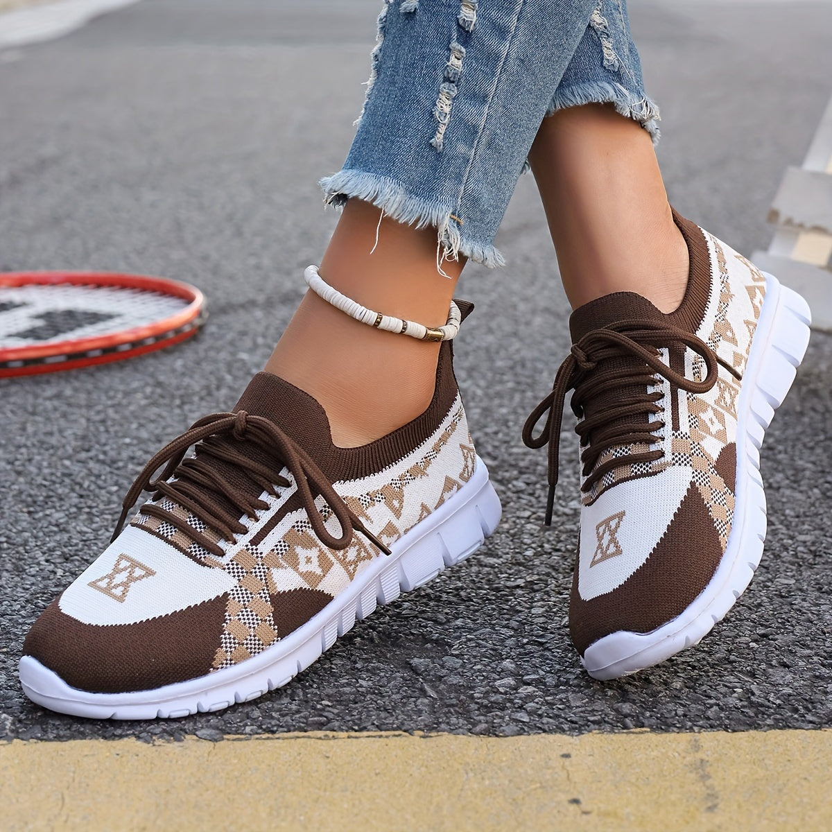 Women's Casual Sneakers Comfort Sport Shoes Fabric Knit Breathable Slip-On All-Season Walking Flats - EVA Sole Non-Slip Athletic Running Footwear - Taizhou North America & Europe Exclusive