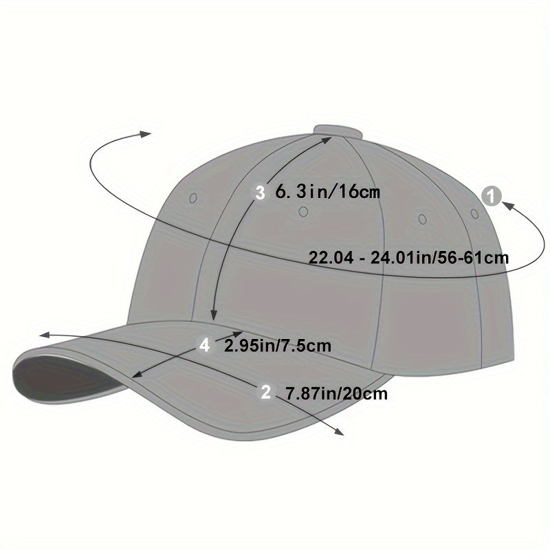 1pc Men's Casual Geometric-Pattern Baseball Cap with Square Silvery Buckle, 100% Polyester Lightweight Adjustable Sun Protection Hat for Spring/Autumn Travel and Beach Parties