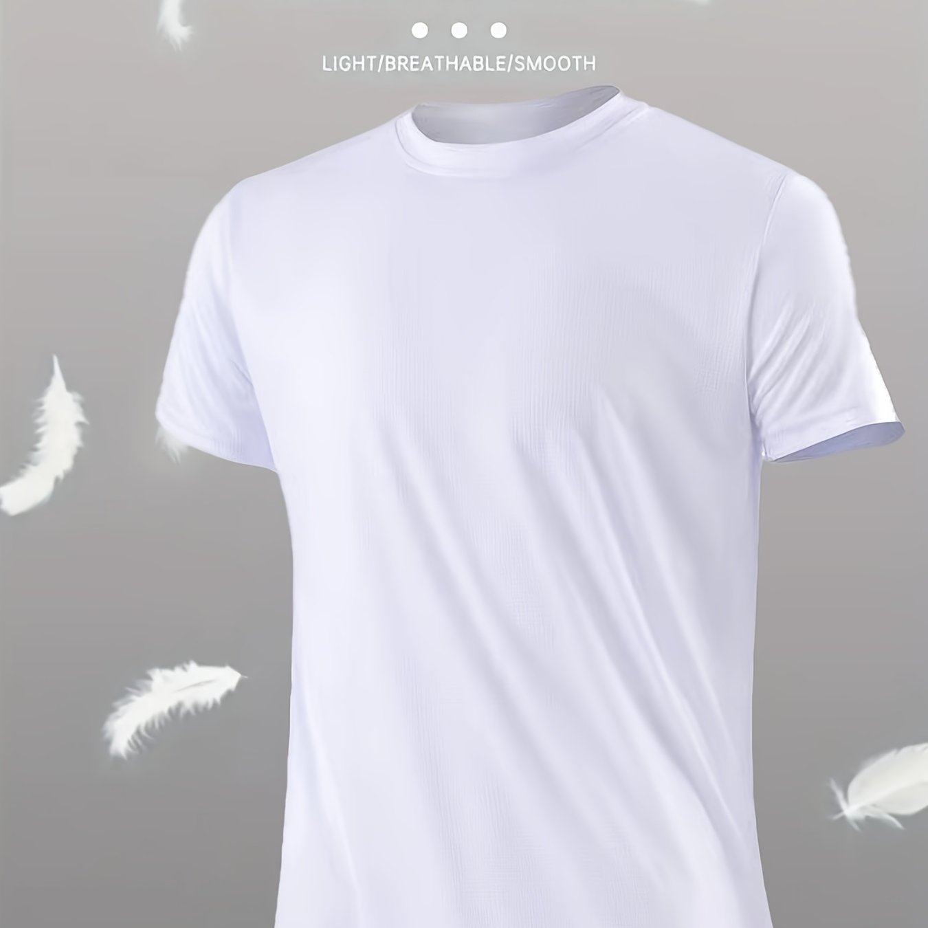 Men's Lightweight Sports T-Shirt - 100% Polyester, Moisture-Wicking, Breathable, Smooth Fabric, Round Neck, Short Sleeve, for Sports, Training, Casual, Party, Beach, Night Out - Unisex-Adult