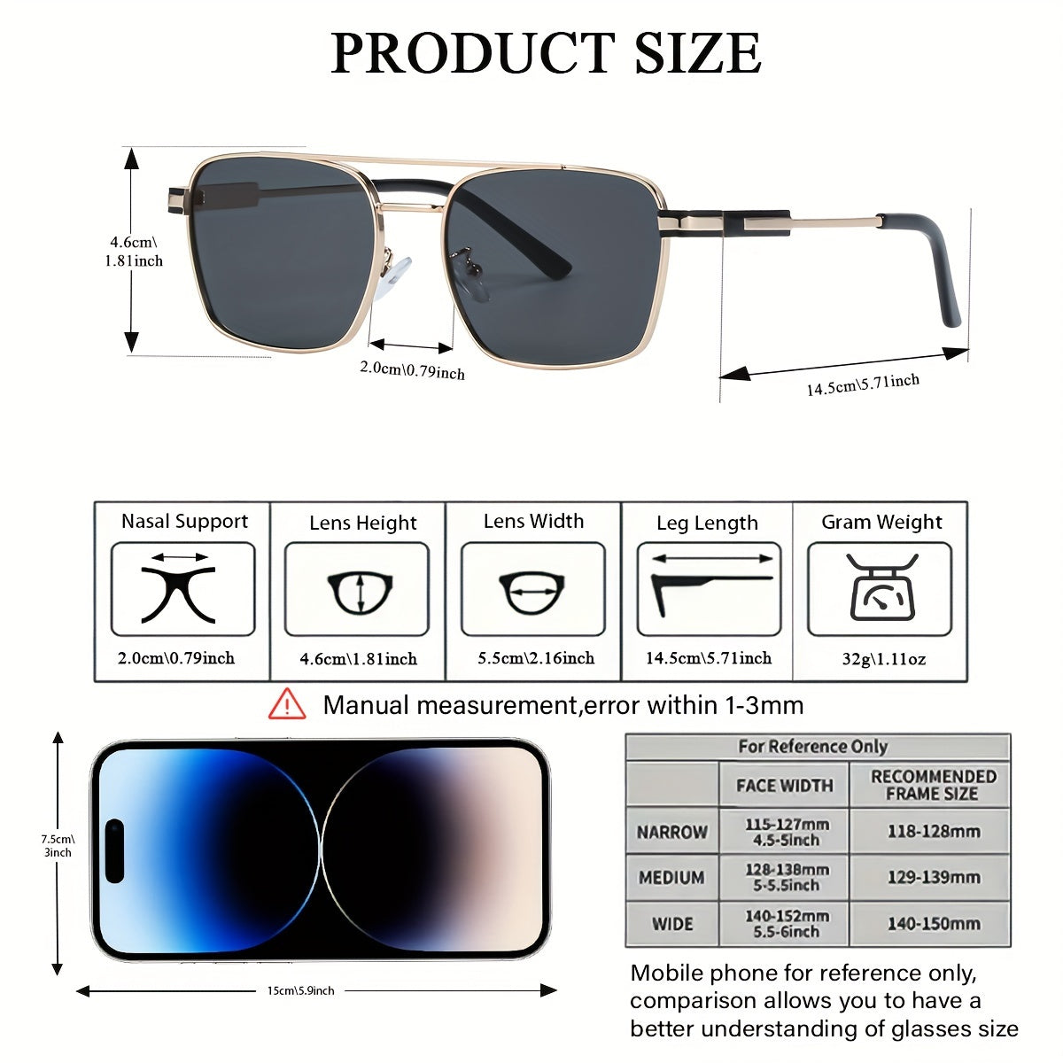 1pc Men'S Full-Rim Pilot Glasses - Stylish Black Frame with Chrome Accents, Polycarbonate Lenses, Perfect for Casual & Business Attire, Everyday Fashion Glasses | Pilot Style | Durable Glasses