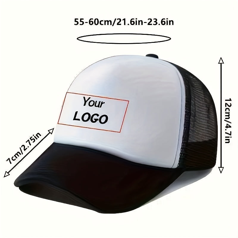 Custom Logo Trucker Hat - Adjustable Breathable Mesh Baseball Cap for Men, Outdoor Casual Wear, Durable Polyester with Personalized Design, Outdoor Headwear