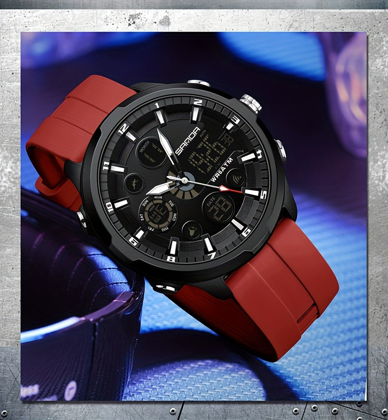 SANDA Men'S Digital Outdoor Sports Wristwatch,Waterproof Multifunctional Chronograph Quartz Watch For Gift Clock 9053