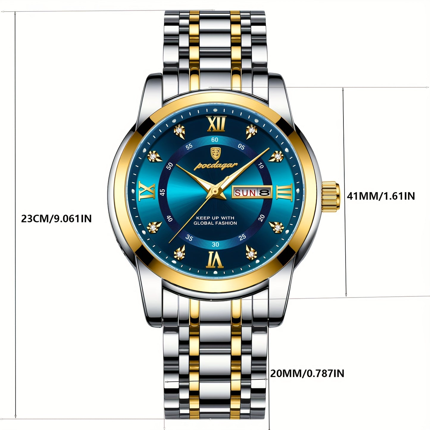 POEDAGAR Luxury Sport Wrist Watch for Man Luminous Date Men'S Watch Quartz Stainless Steel Men'S Watches, Ideal Choice for Gift, Suitable for Women