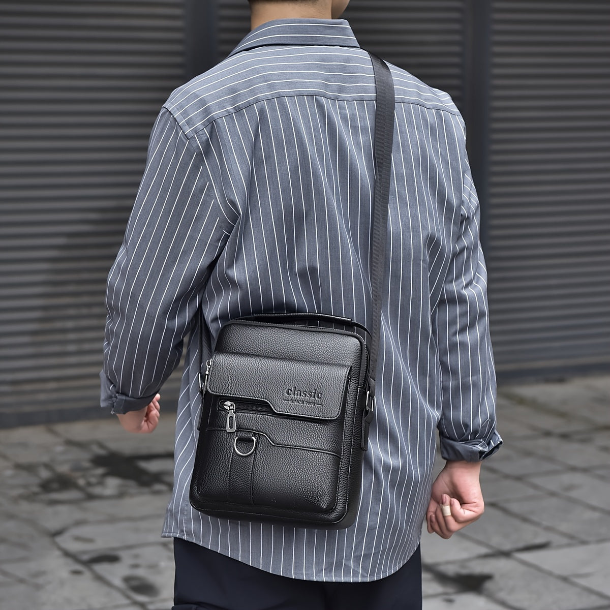New Men's Crossbody Bag Messenger Bag with Mahogany Pattern Large Capacity Design PU Material Men's Casual Retro Adjustable Shoulder Bag for Going Out Valentine's Day Gift for Husband or Boyfriend