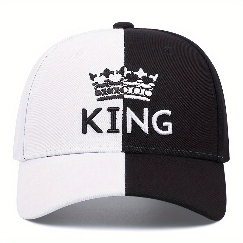 Men's KING Crown Embroidered Letter Pattern Color Block Hip-Hop Snapback Hat, Adjustable Outdoor Casual Cap
