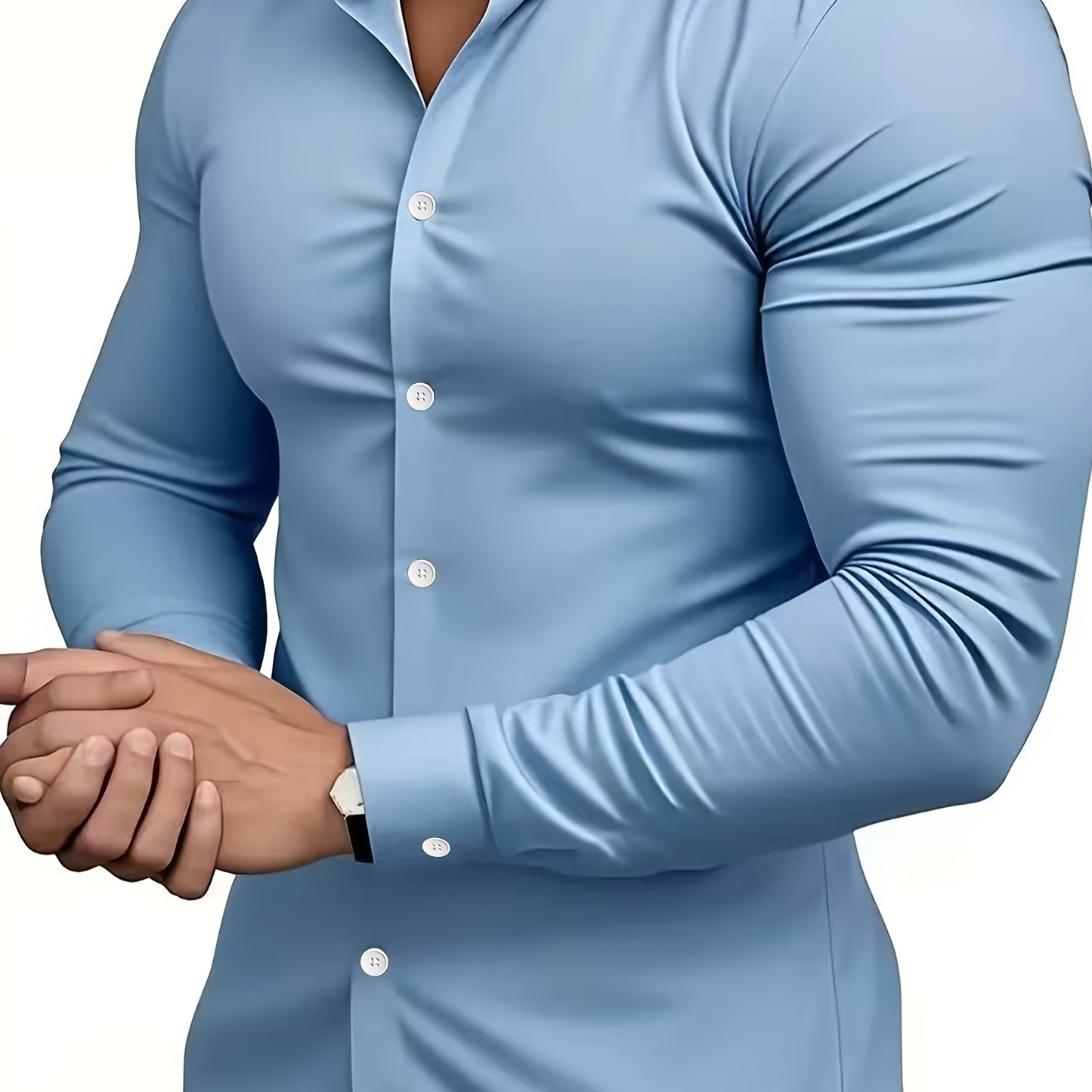 Men's Classic Solid Color Long Sleeve Dress Shirt - Regular Fit Point Collar, Non-Stretch Fabric for Office, Business & Casual Wear, All-Season Versatile Wardrobe Staple, Everyday Comfort, Sleek Appearance, Easycare Material